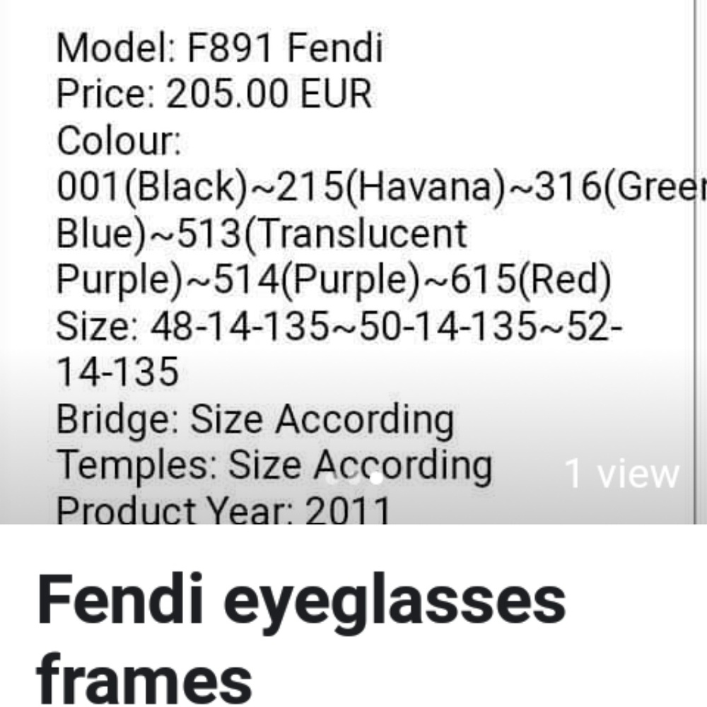 Fendi eyeglass frames 2011 - Picture 3 of 3